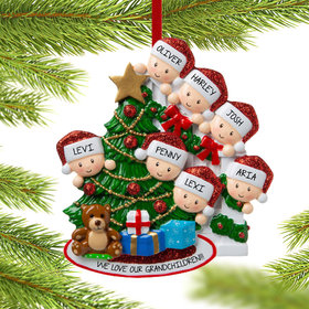 Present Peeking Family of 7 Grandparents Ornament