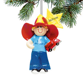 Big Brother with Firetruck and Yellow Star Ornament