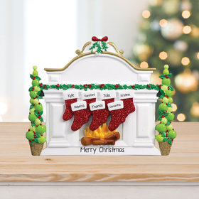 Mantel with 7 Stockings Tabletop Ornament