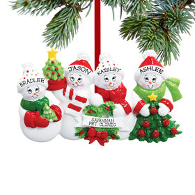 Snowmen with Banner Family of 4 Ornament