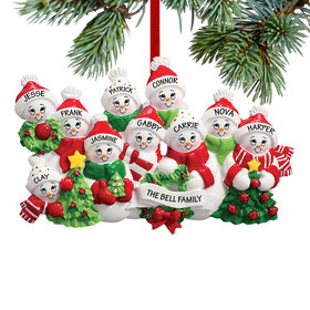 Snowmen with Banner Family of 10 Ornament
