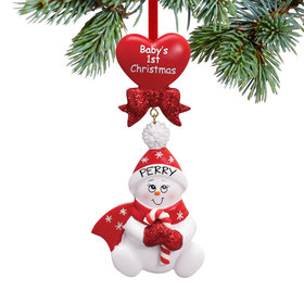 Baby's First Red Snowbaby with Candy Cane Ornament