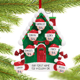 Candy Cane House Family of 7 Ornament