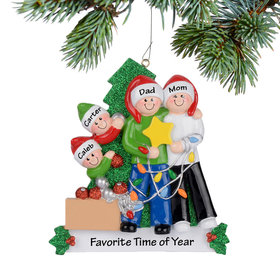 Family Of 4 Decorating Tree Ornament
