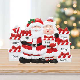 Family Of 7 Santa Claus With Presents Ornament