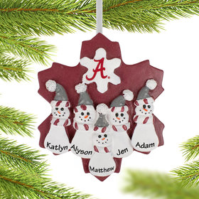 Alabama Snowman Family of 5 Ornament