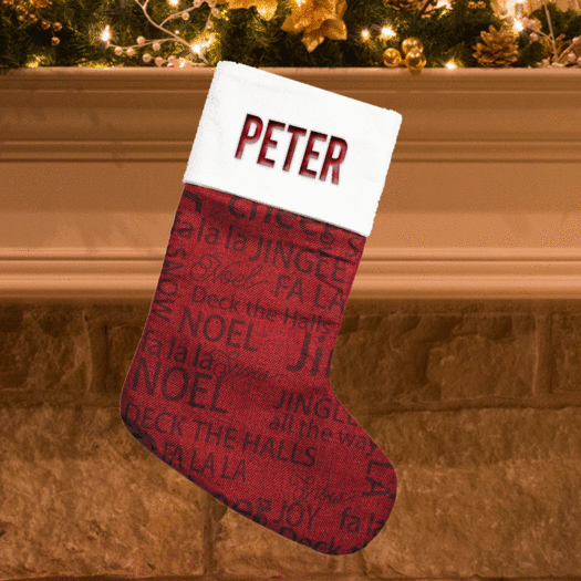 Personalized Embroidered Christmas Stocking Word Cloud Christmas Words