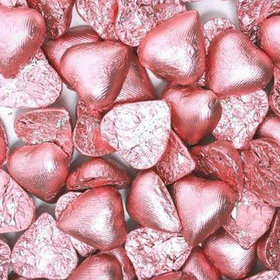 Light pink Solid Dark Chocolate Foiled Hearts