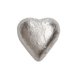 Silver Solid Milk Chocolate Foiled Hearts