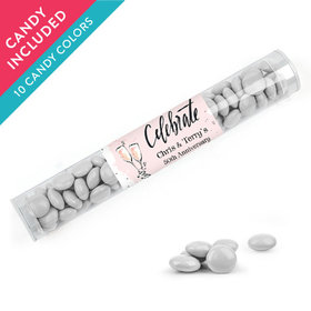 Personalized Anniversary Favor Assembled Clear Tube with Just Candy Milk Chocolate Minis