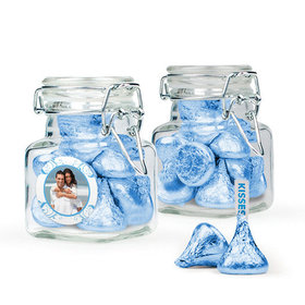 Personalized Anniversary Favor Assembled Swing Top Square Jar with Hershey's Kisses