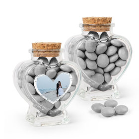 Personalized 25th Anniversary Favor Assembled Heart Jar with Just Candy Milk Chocolate Minis