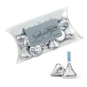 Personalized 25th Anniversary Favor Assembled Pillow Box with Hershey's Kisses