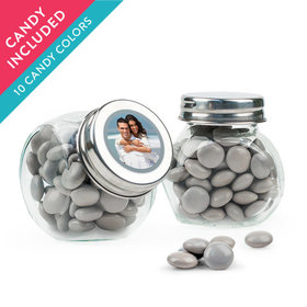 Personalized 25th Anniversary Favor Assembled Mini Side Jar with Just Candy Milk Chocolate Minis