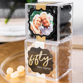 Personalized 50th Anniversary JUST CANDY® favor cube with Jelly Belly Jelly Beans