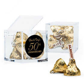 Personalized 50th Anniversary Favor Assembled Small Box with Hershey's Kisses