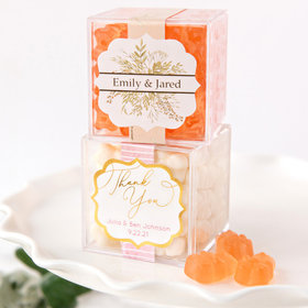Personalized Wedding JUST CANDY® favor cube with Gummy Bears