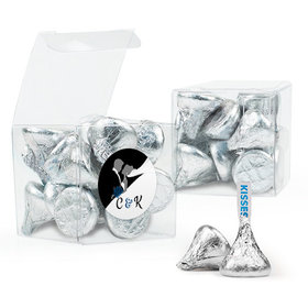 Personalized Wedding Favor Assembled Clear Box with Hershey's Kisses