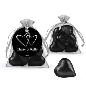 Personalized Wedding Favor Assembled Organza Bag with Milk Chocolate Hearts