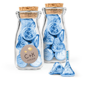 Personalized Wedding Favor Assembled Glass Bottle with Cork Top with Hershey's Kisses