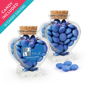 Personalized Rehearsal Dinner Favor Assembled Heart Jar with Just Candy Milk Chocolate Minis