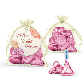 Personalized Bridal Shower Favor Assembled Organza Bag with Hershey's Kisses