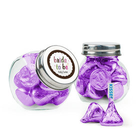 Personalized Bridal Shower Favor Assembled Mini Side Jar with Hershey's Kisses